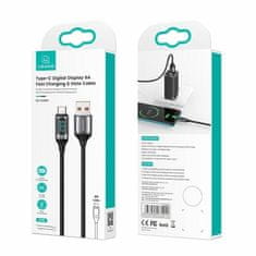 USAMS USAMS PLETENÝ KABEL U78 USB-C 1,2 M LED 6A RYCHLÉ NABÍJENÍ BÍLÁ/BÍLÁ SJ544USB02 (US-SJ544)