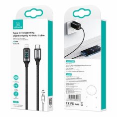 USAMS USAMS PLETENÝ KABEL U78 USB-C NA LIGHTNING LED 1,2 M 20W PD FAST CHARGE ČERNÁ/ČERNÁ SJ545USB01 (US-SJ545)