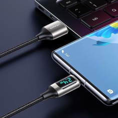 USAMS USAMS PLETENÝ KABEL U78 USB-C 1,2 M LED 6A RYCHLÉ NABÍJENÍ BÍLÁ/BÍLÁ SJ544USB02 (US-SJ544)