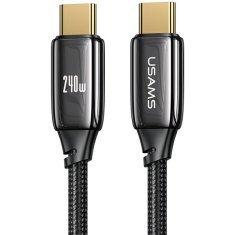 USAMS USAMS U82 PLETENÝ KABEL USB-C NA USB-C 1,2 M 240 W PD 3.1 RYCHLÉ NABÍJENÍ ČERNÁ/ČERNÁ SJ580USB01 (US-SJ580)