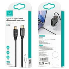 USAMS USAMS U82 PLETENÝ KABEL USB-C NA USB-C 1,2 M 240 W PD 3.1 RYCHLÉ NABÍJENÍ ČERNÁ/ČERNÁ SJ580USB01 (US-SJ580)