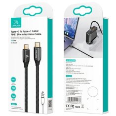 USAMS USAMS PLETENÝ KABEL U82 USB-C NA USB-C 2M 240W PD 3.1 FAST CHARGING ČERNÁ/ČERNÁ SJ581USB01 (US-SJ581)