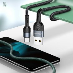 USAMS USAMS PLETENÝ KABEL U55 2A USB-C 1 KS. PRO SADU U55 ZELENÁ/ZELENÁ 1M SJ449USBSG02 (US-SJ449)