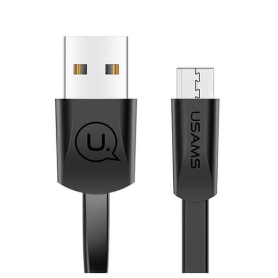 USAMS USAMS U2 MICROUSB PLOCHÝ KABEL 1,2 M ČERNO/ČERNÝ SJ201MIC01 (US-SJ201)