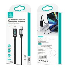 USAMS USAMS PLETENÝ KABEL U78 USB-C NA USB-C LED 2M 100W RYCHLÉ NABÍJENÍ ČERNÁ/ČERNÁ SJ558USB01 (US-SJ558)