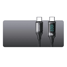 USAMS USAMS PLETENÝ KABEL U78 USB-C NA USB-C LED 3M 100W RYCHLÉ NABÍJENÍ ČERNÁ/ČERNÁ SJ559USB01 (US-SJ559)