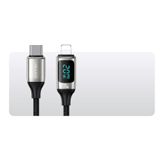 USAMS USAMS PLETENÝ KABEL U78 USB-C NA LIGHTNING LED 1,2 M 20W PD FAST CHARGE BÍLÁ/BÍLÁ SJ545USB02 (US-SJ545)