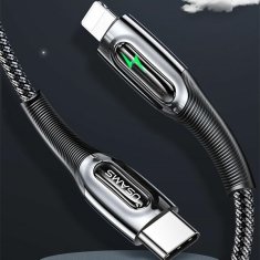 USAMS USAMS PLETENÝ KABEL USB-C NA LIGHTNING SMART POWER-OFF 20W PD KABEL 1,2 M TMAVĚ ZELENÝ SJ518USB02 (US-SJ518)