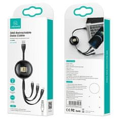 USAMS USAMS KABEL U69 3V1 1M ČERNO/ČERNÝ (LIGHTNING/MICROUSB/USB-C) SJ508USB01 (US-SJ508)