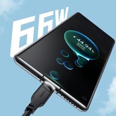 USAMS USAMS USB-C KABEL 6A 1,2M PORT PRO RYCHLÉ NABÍJENÍ DISPLEJ ŘADY LITHE BÍLÁ/BÍLÁ SJ568USB02(US-SJ568)