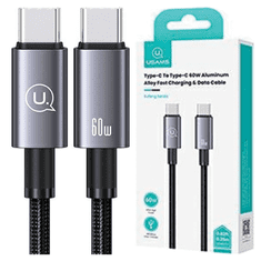 USAMS USAMS KABEL USB-C NA USB-C 60W 0,25M RYCHLÉ NABÍJENÍ OCEL/LAK SJ678USB01 (US-SJ678)