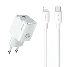 USAMS USAMS LAD. SÍŤ. 1XUSB-C PD20W PD3.0 FAST CHARGING US-CC183 + USB-C/LIGHTNING KABEL US-SJ610 BÍLÁ/BÍLÁ YX SERIES YXXLOGTC03