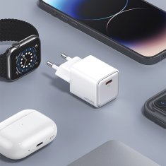 USAMS USAMS LAD. SÍŤ. 1XUSB-C PD20W PD3.0 FAST CHARGING US-CC183 + USB-C/LIGHTNING KABEL US-SJ610 BÍLÁ/BÍLÁ YX SERIES YXXLOGTC03