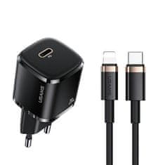 USAMS USAMS LAD. SÍŤ. 1XUSB-C T36 MINI 20W + USB-C-LIGHTNING KABEL ČERNO/ČERNÝ PD3.0 FAST CHARGING XFKXLOGTL01 (US-CC124+US-SJ484)