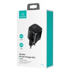 USAMS USAMS LAD. SÍŤ. 1XUSB-C T36 MINI 20W + USB-C-LIGHTNING KABEL ČERNO/ČERNÝ PD3.0 FAST CHARGING XFKXLOGTL01 (US-CC124+US-SJ484)