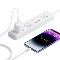 USAMS USAMS LAD. SÍŤ. 1XUSB-C PD30W PD3.0 FAST CHARGING US-CC186 + USB-C/LIGHTNING KABEL US-SJ610 BÍLÁ/BÍLÁ YX SERIES YXXLOGTC04