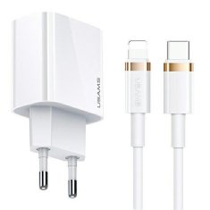 USAMS USAMS LAD. SÍŤ. 1XUSB-C T34 20W 5V-3A PD3.0 + KABEL U63 USB-C DO LIGHTNING 20W BÍLÁ/BÍLÁ (T49) T49OCLN01