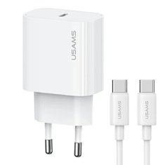 USAMS USAMS ŁAD. SIEC. 1XUSB-C T65 PD20W PD FAST CHARGING US-CC226 + KABEL USB-C/USB-C US-SJ711 60W BIAŁY/WHITE YI SERIES OYXLTZ01