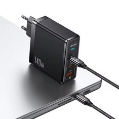 USAMS USAMS LAD. SÍŤ. 2XUSB-C+1XUSB T52 PD140W PD FAST CHARGING US-CC168 + KABEL U82 USB-C/USB-C US-SJ581 240W ČERNÁ/ČERNÁ UM SERIES UMXLOGTC01