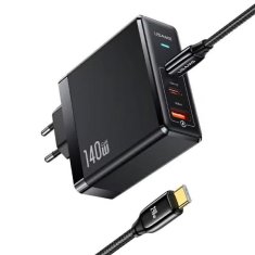 USAMS USAMS LAD. SÍŤ. 2XUSB-C+1XUSB T52 PD140W PD FAST CHARGING US-CC168 + KABEL U82 USB-C/USB-C US-SJ581 240W ČERNÁ/ČERNÁ UM SERIES UMXLOGTC01