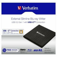 Verbatim EXTERNÍ TENKÁ BLU-RAY VYPALOVAČKA VERBATIM + KABEL USB-C/USB-A ČERNO/ČERNÝ 43889