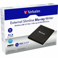 Verbatim EXTERNÍ TENKÁ BLU-RAY VYPALOVAČKA VERBATIM + KABEL USB 3.0 ČERNO/ČERNÝ 43890