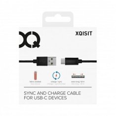 Xqisit XQISIT BAVLNĚNÝ KABEL USB C 3.0 ČERNÝ / ČERNÝ 1,8 M 27749