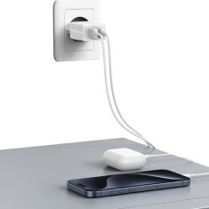 USAMS USAMS LAD. SÍŤ. 2XUSB 18W + LIGHTNING/USB-A KABEL PRO RYCHLÉ NABÍJENÍ BÍLÁ/BÍLÁ SÉRIE HCXLTZ01