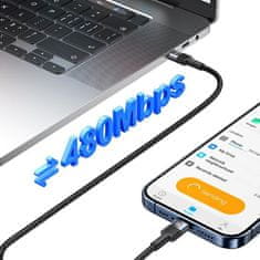 USAMS USAMS KABEL USB-C NA USB-C 60W RYCHLÉ NABÍJENÍ OCEL/LAK SJ724USBSG01 (US-SJ724)