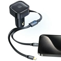 USAMS USAMS LAD. SÁM. S NAVÍJECÍM KABELEM 1XUSB-C+1X LIGHTNING C41 PD 30W FAST CHARGE ČERNÁ/ČERNÁ CC219CC01 (US-CC219)