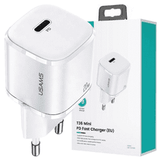 USAMS USAMS LAD. SÍŤ. 1XUSB-C T36 MINI 20W (POUZE HLAVA) PD3.0 FAST CHARGING BÍLÁ/BÍLÁ CC124TC02 (US-CC124)