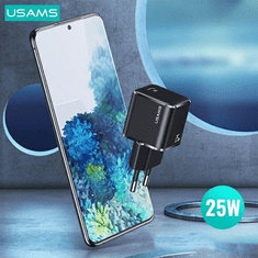 USAMS USAMS LAD. SÍŤ. 1XUSB-C T42 MINI 25W (POUZE HLAVA) SUPER SI 5V-3A PD3.0 FAST CHARGING ČERNÁ/ČERNÁ CC140TC01 (US-CC140)