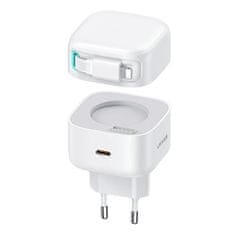 USAMS USAMS LAD. SÍŤ. 1XUSB-C SE ZASOUVACÍM KABELEM LIGHTNING RETRACTABLE PD+QC 35W GAN FAST CHARGING BÍLÁ/BÍLÁ XMF SERIES CC209TC02 (US-CC209)