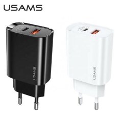 USAMS USAMS LAD. SÍŤ. 1XUSB-C+1XUSB T35 20W (POUZE HLAVA) PD3.0 +QC3.0 RYCHLÉ NABÍJENÍ ČERNÁ/ČERNÁ CC121TC02 (US-CC121)