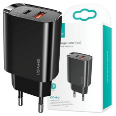 USAMS USAMS LAD. SÍŤ. 1XUSB-C+1XUSB T35 20W (POUZE HLAVA) PD3.0 +QC3.0 RYCHLÉ NABÍJENÍ ČERNÁ/ČERNÁ CC121TC02 (US-CC121)