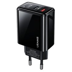 USAMS USAMS LAD. SÍŤ. 1XUSB-C+1XUSB T40 20W LED (POUZE HLAVA) PD3.0 +QC3.0 RYCHLÉ NABÍJENÍ ČERNÁ/ČERNÁ CC133TC01 (US-CC133)