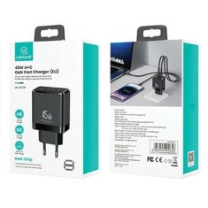 USAMS USAMS LAD. SÍŤ. 1XUSB-C+1XUSB 45W (POUZE HLAVA) GAN PD3.0 +QC3.0 RYCHLÉ NABÍJENÍ ČERNÁ/ČERNÁCC178TC01 (US-CC178)