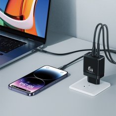 USAMS USAMS LAD. SÍŤ. 1XUSB-C+1XUSB 45W (POUZE HLAVA) GAN PD3.0 +QC3.0 RYCHLÉ NABÍJENÍ ČERNÁ/ČERNÁCC178TC01 (US-CC178)