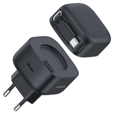 USAMS USAMS LAD. SÍŤ. 1XUSB-C SE ZASOUVACÍM USB-C ZATAHOVACÍ KABEL PD+QC 35W GAN FAST CHARGING ČERNÁ/ČERNÁ XMF SERIES CC202TC01 (US-CC202)