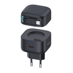 USAMS USAMS LAD. SÍŤ. 1XUSB-C SE ZASOUVACÍM USB-C ZATAHOVACÍ KABEL PD+QC 35W GAN FAST CHARGING ČERNÁ/ČERNÁ XMF SERIES CC202TC01 (US-CC202)