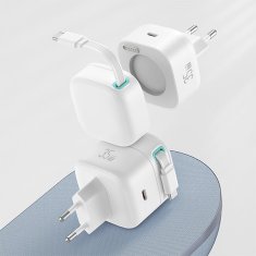 USAMS USAMS LAD. SÍŤ. 1XUSB-C SE ZASOUVACÍM USB-C ZATAHOVACÍ KABEL PD+QC 35W GAN FAST CHARGING ČERNÁ/ČERNÁ XMF SERIES CC202TC01 (US-CC202)