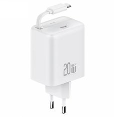 USAMS USAMS LAD. SÍŤ. 1XUSB-C SE ZATAHOVACÍM USB-C ZATAHOVACÍ KABEL PD+QC 20W GAN FAST CHARGING BÍLÁ/BÍLÁ YC SERIES CC233TC02 (US-CC233)