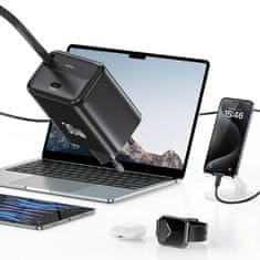 USAMS USAMS LAD. SÍŤ. 1XUSB-C SE ZASOUVACÍM USB-C ZATAHOVACÍ KABEL PD+QC 30W GAN FAST CHARGING ČERNÁ/ČERNÁ YC SERIES CC241TC01 (US-CC241)