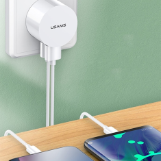 USAMS USAMS ŁAD. SIEC. 2XUSB T20 2,1A ROUND (ONLY HEAD) BIAŁY/WHITE FAST CHARGING CC80TC01 (US-CC080)