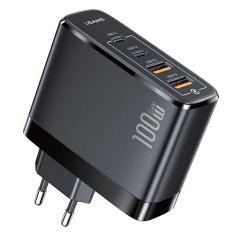 USAMS USAMS LAD. SÍŤ. 2XUSB-C+2XUSB T44 100W (POUZE HLAVA) PD3.0 +QC3.0 RYCHLÉ NABÍJENÍ ČERNÁ/ČERNÁ CC145TC01 (US-CC145)