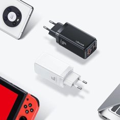 USAMS USAMS LAD. SÍŤ. 1XUSB-C+1XUSB T47 65W (POUZE HLAVA) PD FAST CHARGING SUPER SI BÍLÁ/BÍLÁ CC153TC02 (US-CC153)