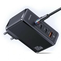 USAMS USAMS LAD. SÍŤ. 3XUSB-C+1XUSB GAN 100W T50 PD (POUZE HLAVA) RYCHLÉ NABÍJENÍ ČERNÁ/ČERNÁ CC163TC01 (US-CC163)