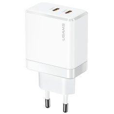 USAMS USAMS LAD. SÍŤ. 2XUSB-C T54 GAN 40W (POUZE HLAVA) PD FAST CHARGING BÍLÁ/BÍLÁ CC172TC02 (US-CC172)