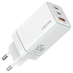 USAMS USAMS LAD. SÍŤ. 2XUSB-C+1XUSB 65W (POUZE HLAVA) GAN PD3.0 +QC3.0 RYCHLÉ NABÍJENÍ BÍLÁ/BÍLÁ SANDRU SERIES CC180TC02 (US-CC180)