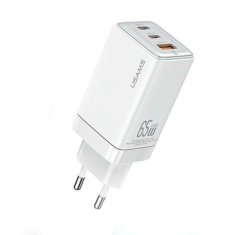 USAMS USAMS LAD. SÍŤ. 2XUSB-C+1XUSB 65W (POUZE HLAVA) GAN PD3.0 +QC3.0 RYCHLÉ NABÍJENÍ BÍLÁ/BÍLÁ SANDRU SERIES CC180TC02 (US-CC180)